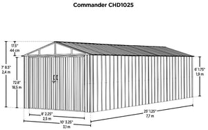ARROW Commander Steel Storage Building Shed Kit - 10' x 25' x 8'