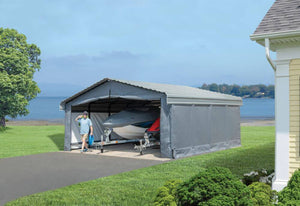 ARROW 20' x 20' Fabric Carport Enclosure Kit with side panels