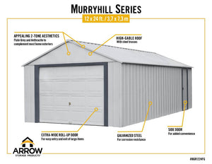 Arrow Murryhill 12' x 24' Steel Storage Garage Shed
